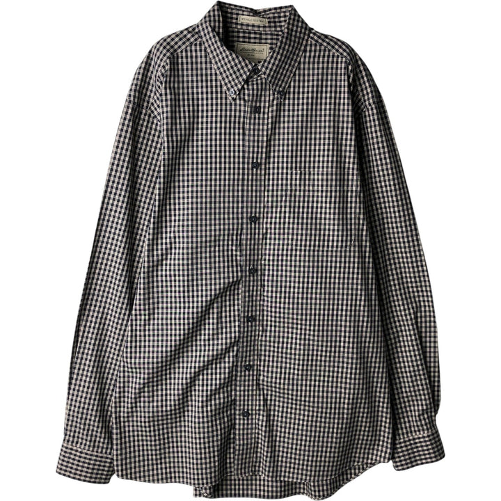 Eddie Bauer Long Sleeve Button-Down Check Shirt, Men's Size L cotton black type Vintage Second Hand