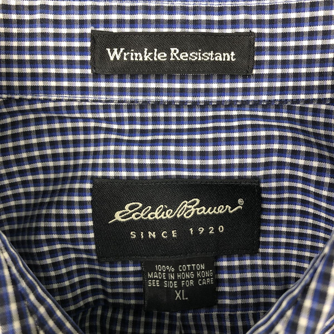 Eddie Bauer Long Sleeve Button-Down Check Shirt, Men's XL cotton black type Vintage Second Hand