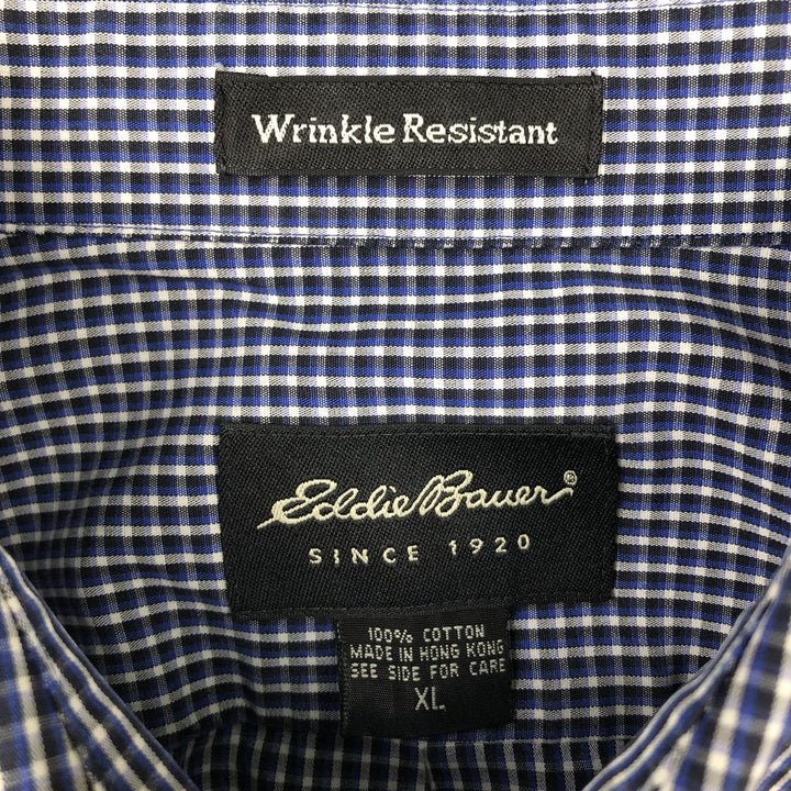 Eddie Bauer Long Sleeve Button-Down Check Shirt, Men's XL cotton black type Vintage Second Hand