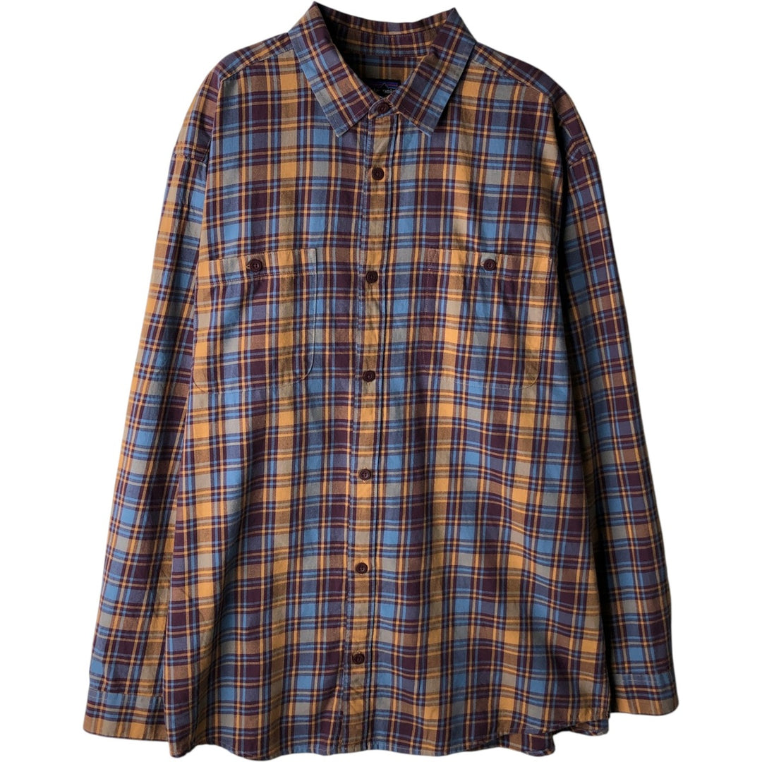 Patagonia Organic Cotton Long Sleeve Cotton Check Shirt, Men's XL Organic cotton Blue type light blue Vintage Second Hand