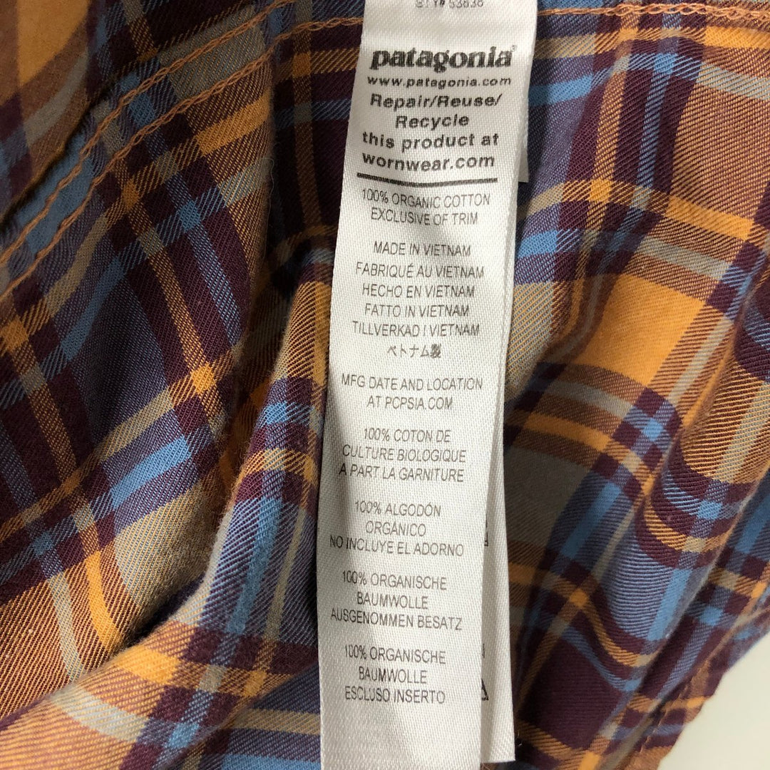 Patagonia Organic Cotton Long Sleeve Cotton Check Shirt, Men's XL Organic cotton Blue type light blue Vintage Second Hand