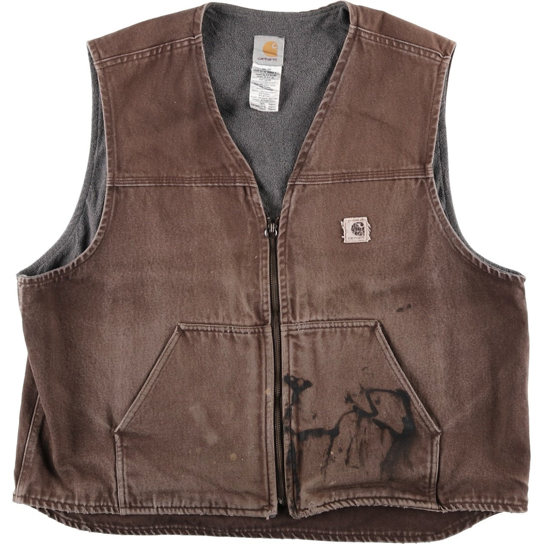2000'S Carhartt Work Vest, Made in USA, Men's Size XXL (approx.) cotton brown type Vintage Second Hand