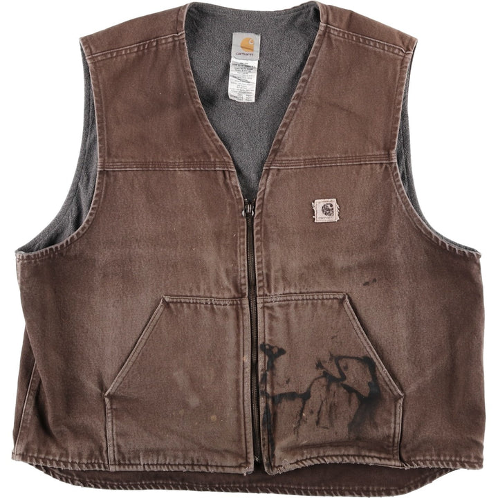 2000'S Carhartt Work Vest, Made in USA, Men's Size XXL (approx.) cotton brown type Vintage Second Hand