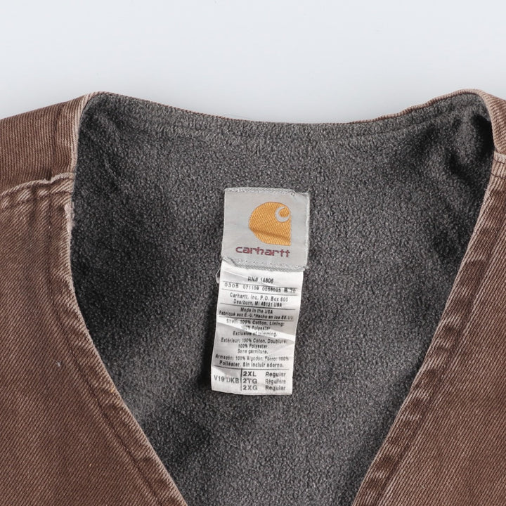 2000'S Carhartt Work Vest, Made in USA, Men's Size XXL (approx.) cotton brown type Vintage Second Hand
