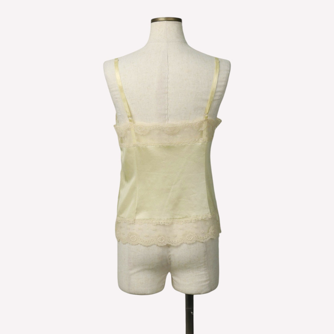 Warner's cropped lingerie camisole, made in the USA, women's size XL. Nylon lemon yellow Vintage Second Hand