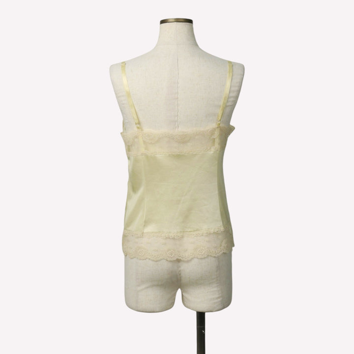 Warner's cropped lingerie camisole, made in the USA, women's size XL. Nylon lemon yellow Vintage Second Hand