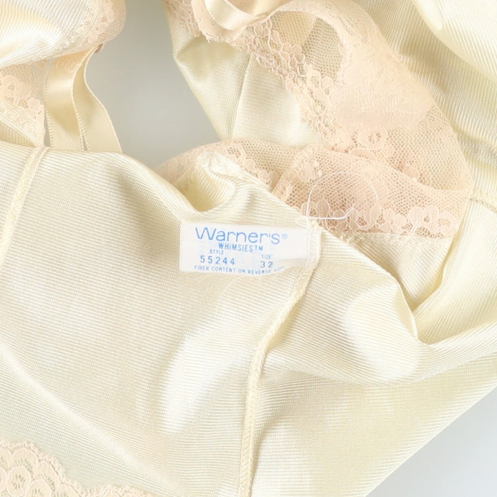 Warner's cropped lingerie camisole, made in the USA, women's size XL. Nylon lemon yellow Vintage Second Hand