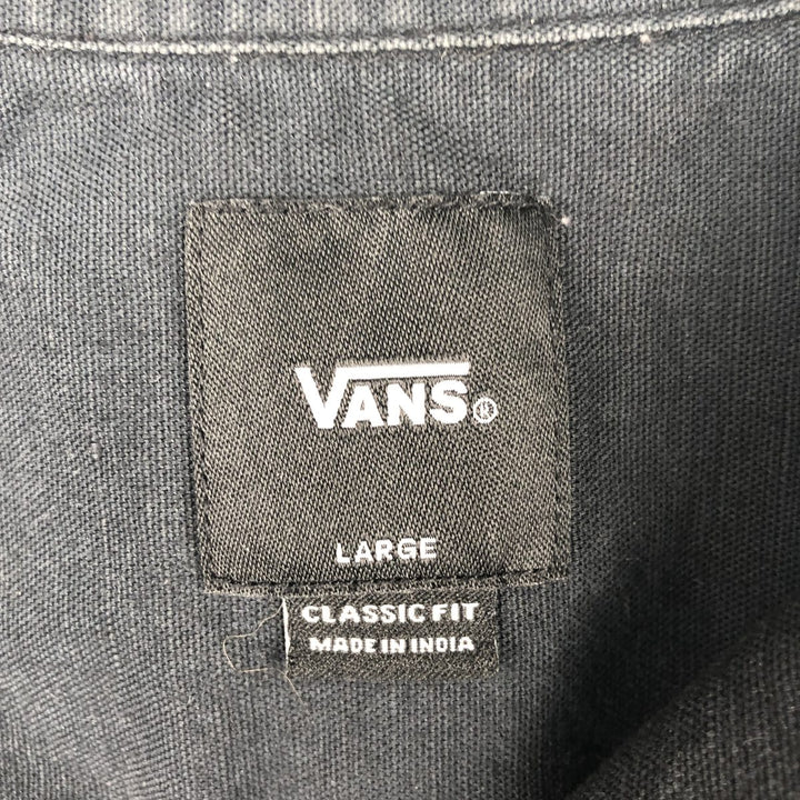 Vans Classic Fit Short-Sleeve Open-Collar Cotton Shirt, Boxy Fit, Men's Size L (approx.) cotton black type Vintage Second Hand