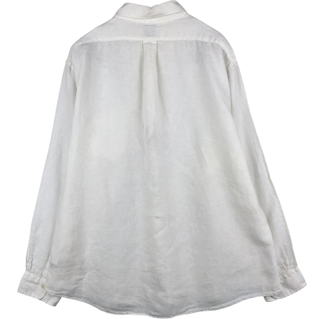 Brooks Brothers 1818 REGENT Long-Sleeve Linen Button-Down Shirt, Men's Size XL (approx.) linen white type Vintage Second Hand
