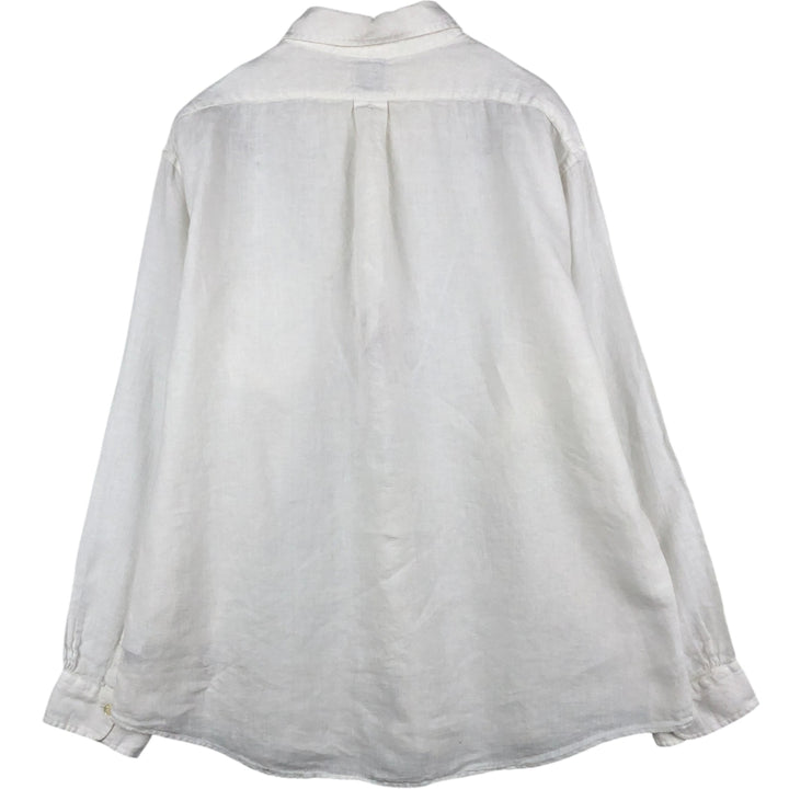 Brooks Brothers 1818 REGENT Long-Sleeve Linen Button-Down Shirt, Men's Size XL (approx.) linen white type Vintage Second Hand