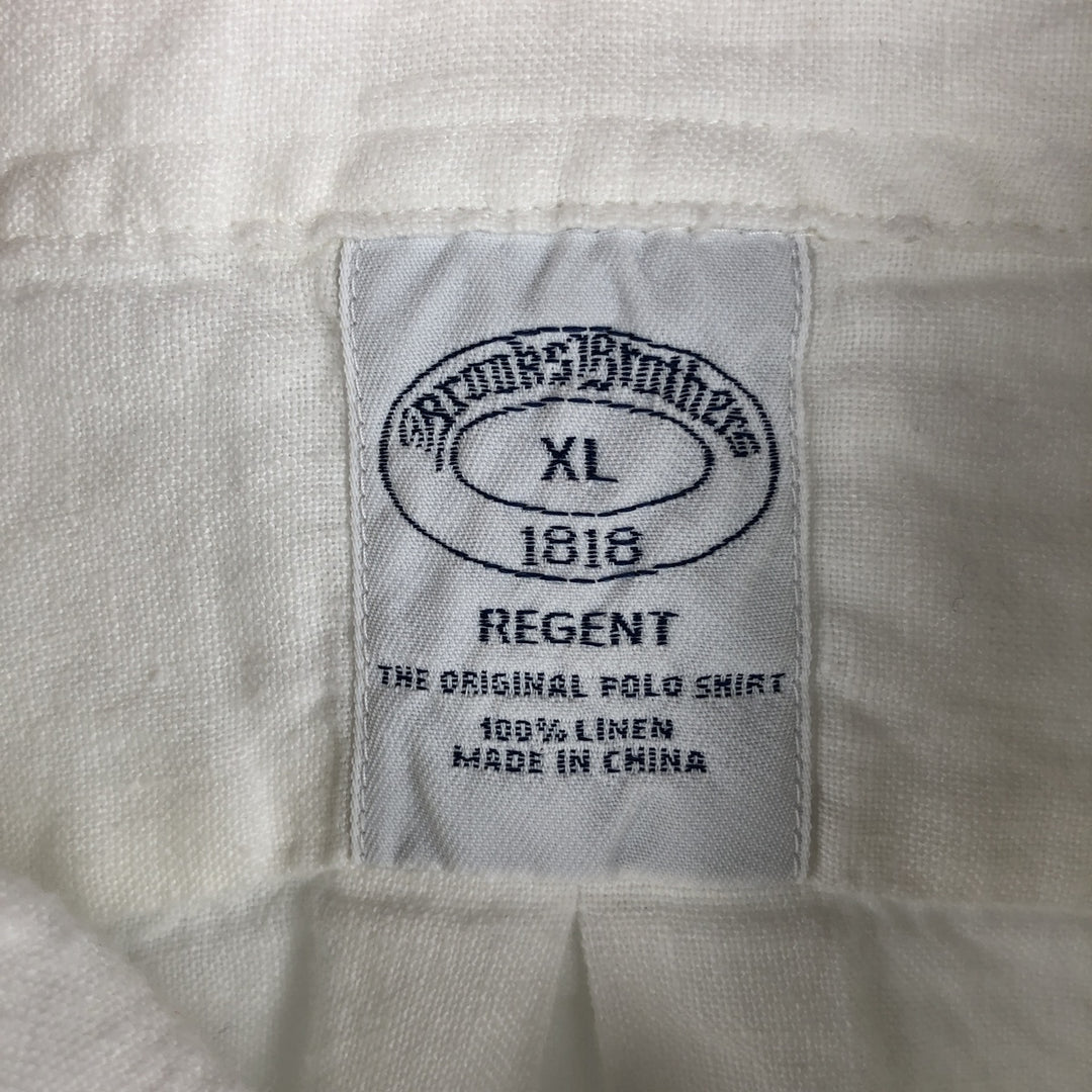 Brooks Brothers 1818 REGENT Long-Sleeve Linen Button-Down Shirt, Men's Size XL (approx.) linen white type Vintage Second Hand
