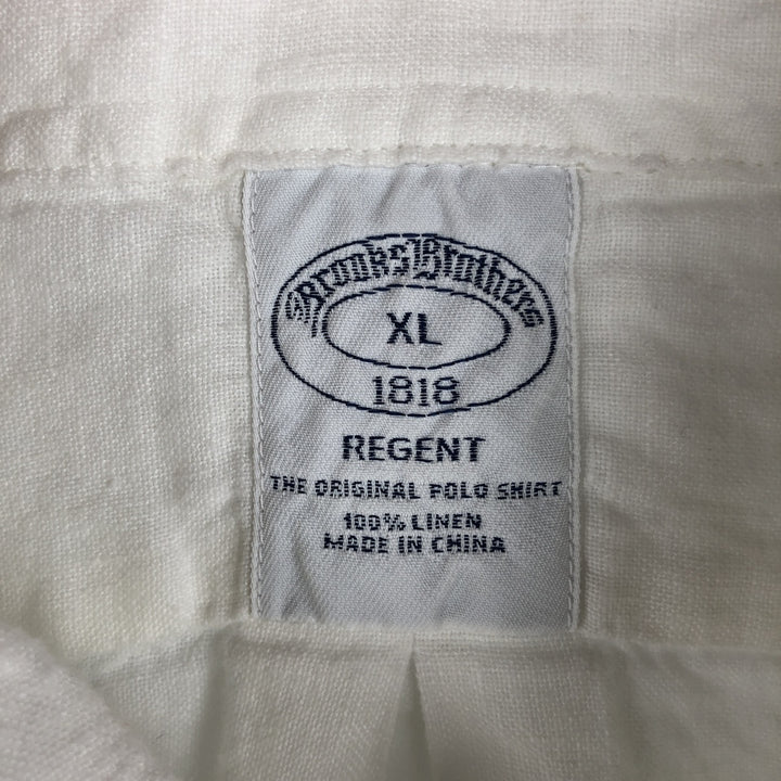 Brooks Brothers 1818 REGENT Long-Sleeve Linen Button-Down Shirt, Men's Size XL (approx.) linen white type Vintage Second Hand