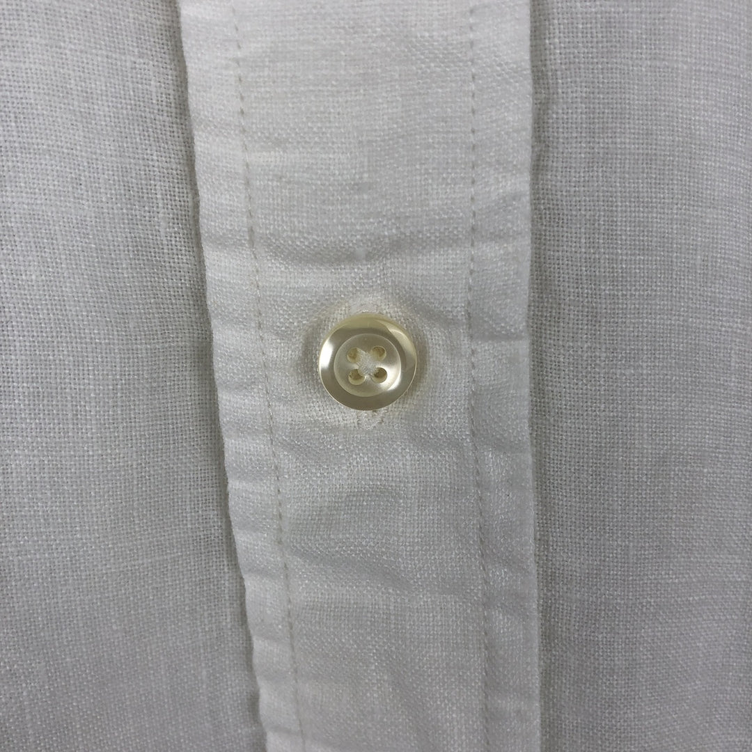 Brooks Brothers 1818 REGENT Long-Sleeve Linen Button-Down Shirt, Men's Size XL (approx.) linen white type Vintage Second Hand