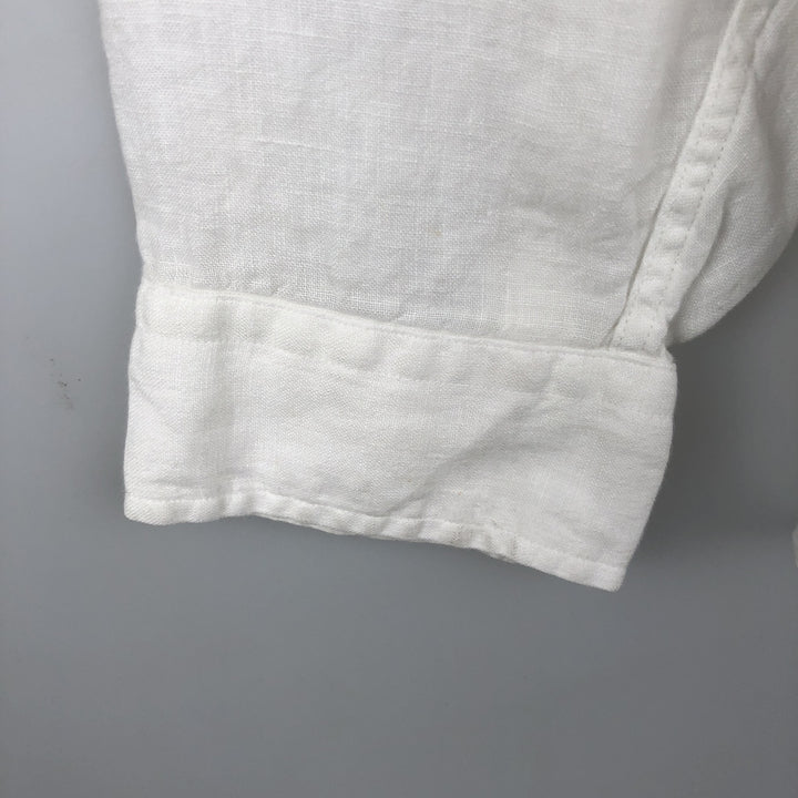 Brooks Brothers 1818 REGENT Long-Sleeve Linen Button-Down Shirt, Men's Size XL (approx.) linen white type Vintage Second Hand