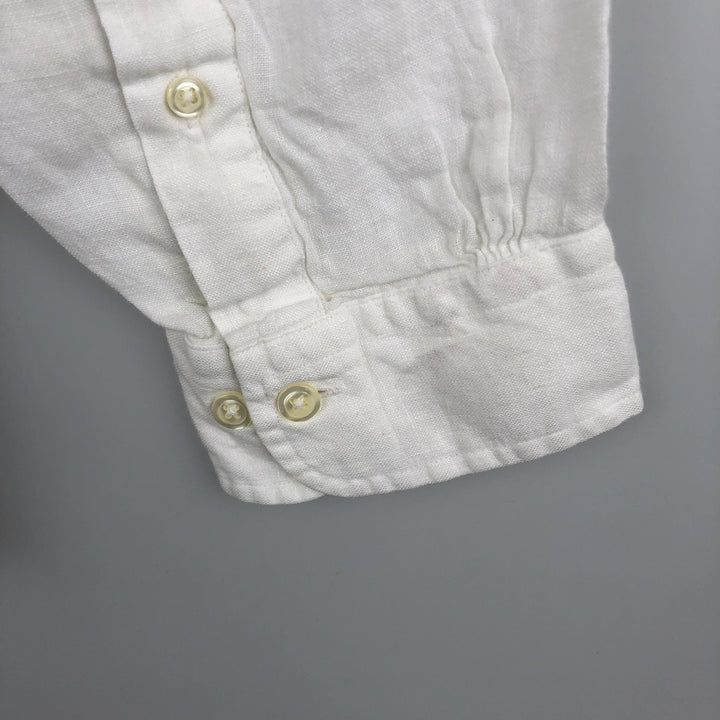 Brooks Brothers 1818 REGENT Long-Sleeve Linen Button-Down Shirt, Men's Size XL (approx.) linen white type Vintage Second Hand