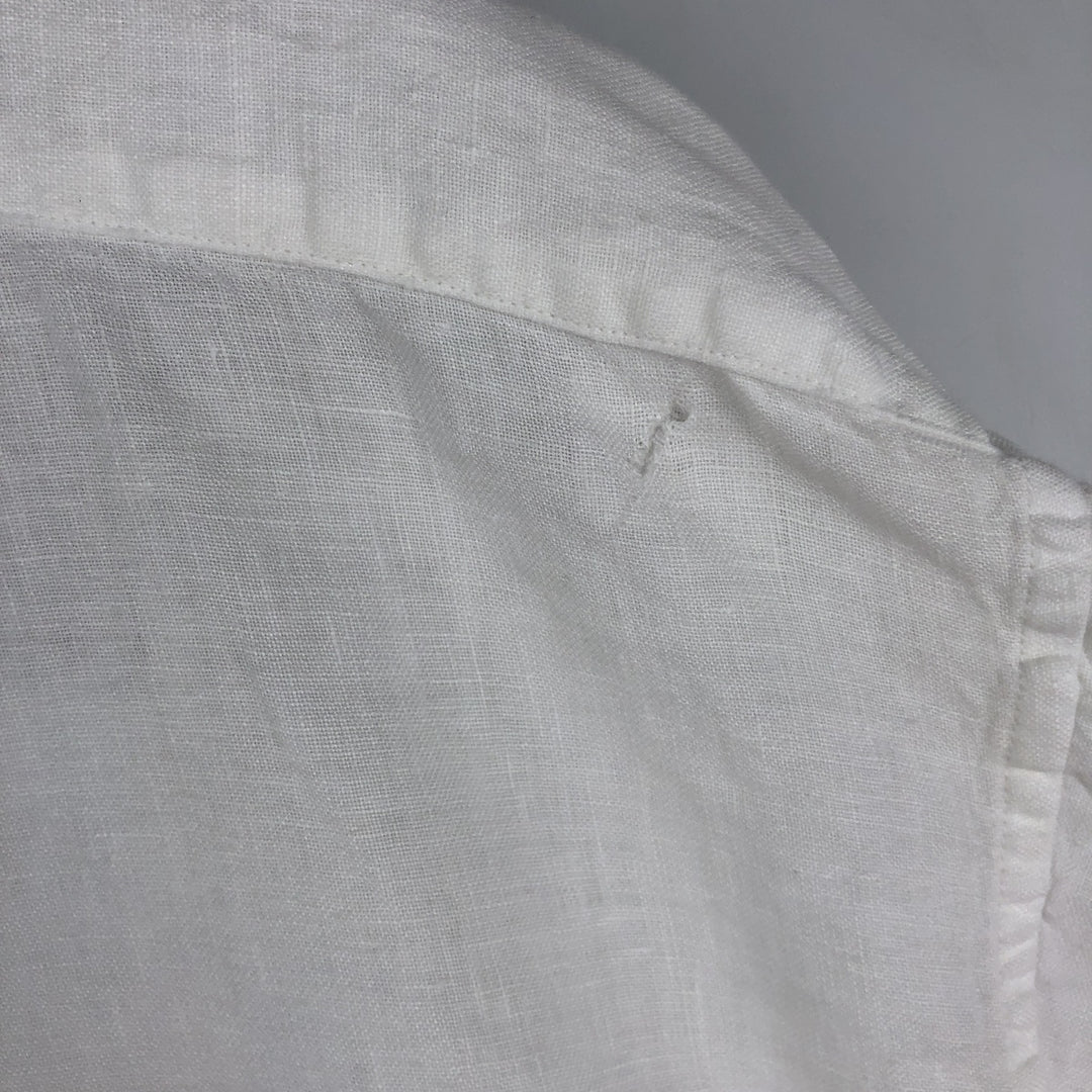 Brooks Brothers 1818 REGENT Long-Sleeve Linen Button-Down Shirt, Men's Size XL (approx.) linen white type Vintage Second Hand