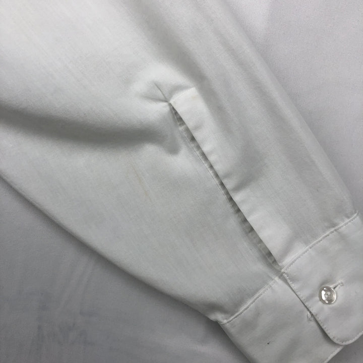 70'S Arrow DECTON Long-Sleeve Poly-Cotton Shirt, Made in USA, Men's XL Equivalent, Vintage polyester white type Vintage Second Hand