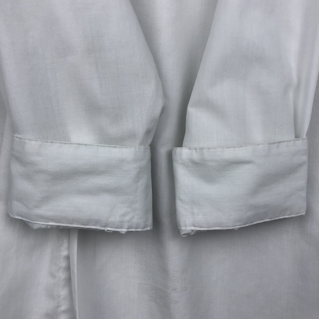 70'S Arrow DECTON Long-Sleeve Poly-Cotton Shirt, Made in USA, Men's XL Equivalent, Vintage polyester white type Vintage Second Hand