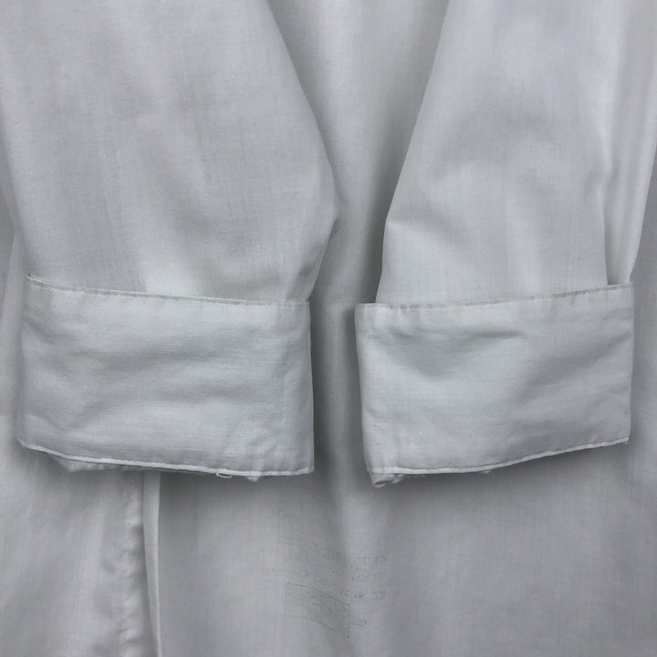 70'S Arrow DECTON Long-Sleeve Poly-Cotton Shirt, Made in USA, Men's XL Equivalent, Vintage polyester white type Vintage Second Hand