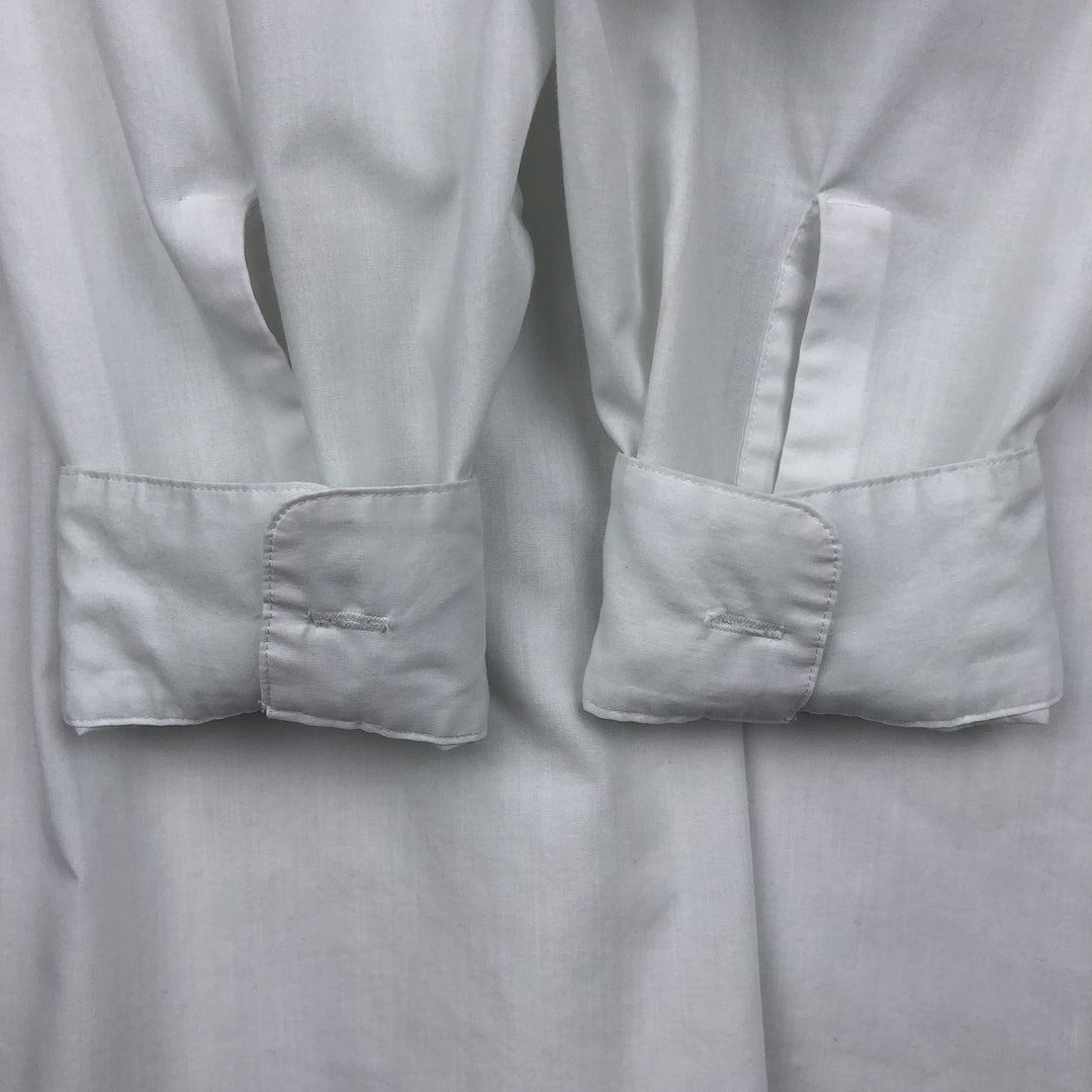 70'S Arrow DECTON Long-Sleeve Poly-Cotton Shirt, Made in USA, Men's XL Equivalent, Vintage polyester white type Vintage Second Hand