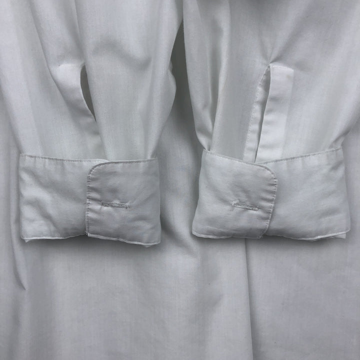 70'S Arrow DECTON Long-Sleeve Poly-Cotton Shirt, Made in USA, Men's XL Equivalent, Vintage polyester white type Vintage Second Hand