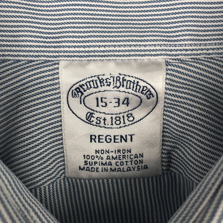 Brooks Brothers Est.1818 REGEND Wide Collar Long Sleeve Cotton Stripe Shirt, Men's Size M (approx.) Supima Cotton blue type Vintage Second Hand