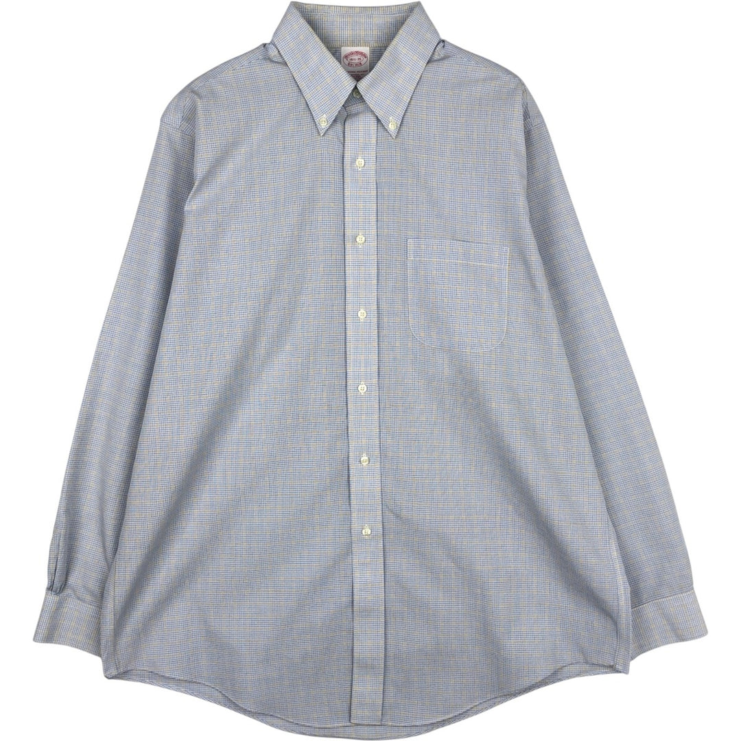 Brooks Brothers Est.1818 Traditional Fit Long-Sleeve Button-Down Check Shirt, Men's Size XL (approx.) cotton blue type Vintage Second Hand