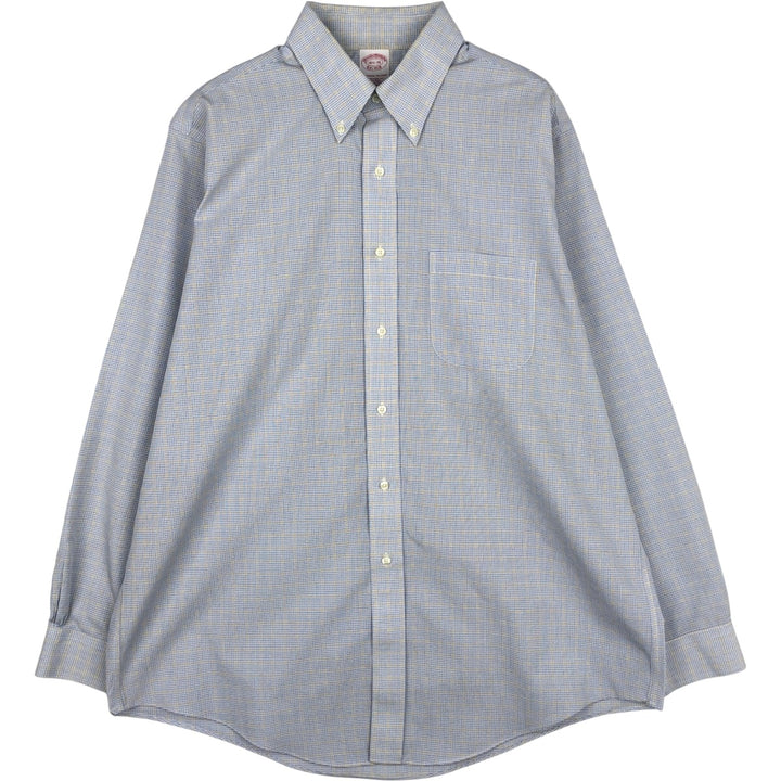 Brooks Brothers Est.1818 Traditional Fit Long-Sleeve Button-Down Check Shirt, Men's Size XL (approx.) cotton blue type Vintage Second Hand