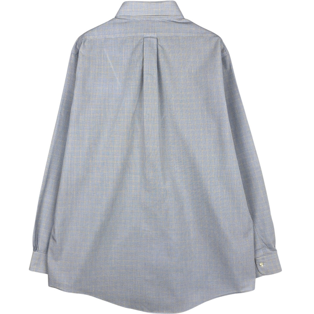 Brooks Brothers Est.1818 Traditional Fit Long-Sleeve Button-Down Check Shirt, Men's Size XL (approx.) cotton blue type Vintage Second Hand