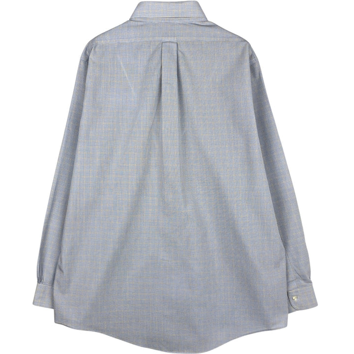 Brooks Brothers Est.1818 Traditional Fit Long-Sleeve Button-Down Check Shirt, Men's Size XL (approx.) cotton blue type Vintage Second Hand