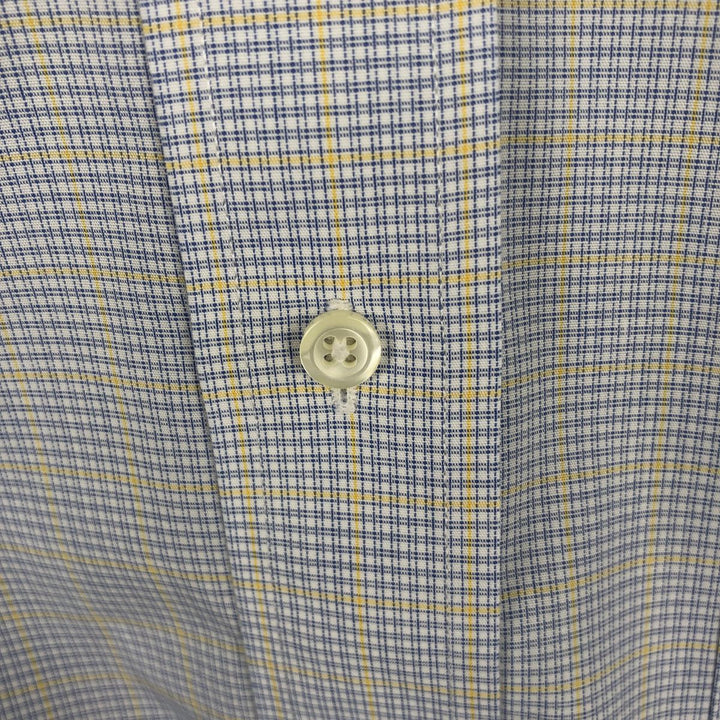 Brooks Brothers Est.1818 Traditional Fit Long-Sleeve Button-Down Check Shirt, Men's Size XL (approx.) cotton blue type Vintage Second Hand