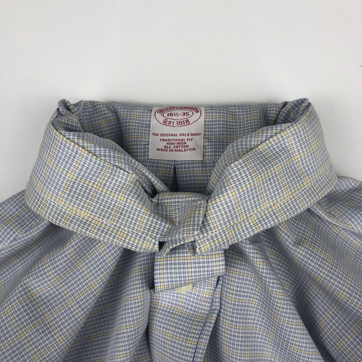 Brooks Brothers Est.1818 Traditional Fit Long-Sleeve Button-Down Check Shirt, Men's Size XL (approx.) cotton blue type Vintage Second Hand