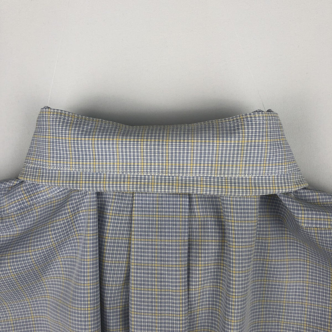 Brooks Brothers Est.1818 Traditional Fit Long-Sleeve Button-Down Check Shirt, Men's Size XL (approx.) cotton blue type Vintage Second Hand