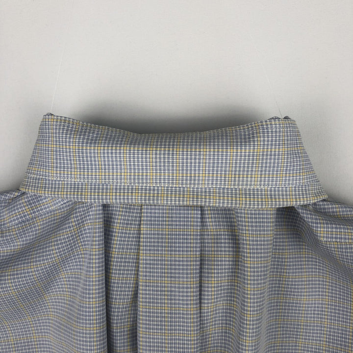 Brooks Brothers Est.1818 Traditional Fit Long-Sleeve Button-Down Check Shirt, Men's Size XL (approx.) cotton blue type Vintage Second Hand