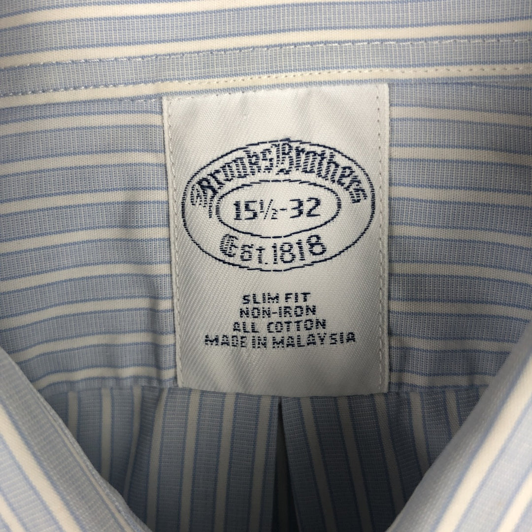 Brooks Brothers Est.1818 Slim Fit Long-Sleeve Cotton Stripe Shirt (Men's Size M) cotton Blue type light blue Vintage Second Hand