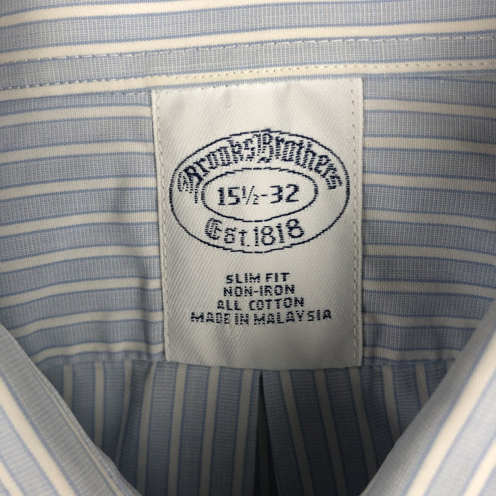 Brooks Brothers Est.1818 Slim Fit Long-Sleeve Cotton Stripe Shirt (Men's Size M) cotton Blue type light blue Vintage Second Hand