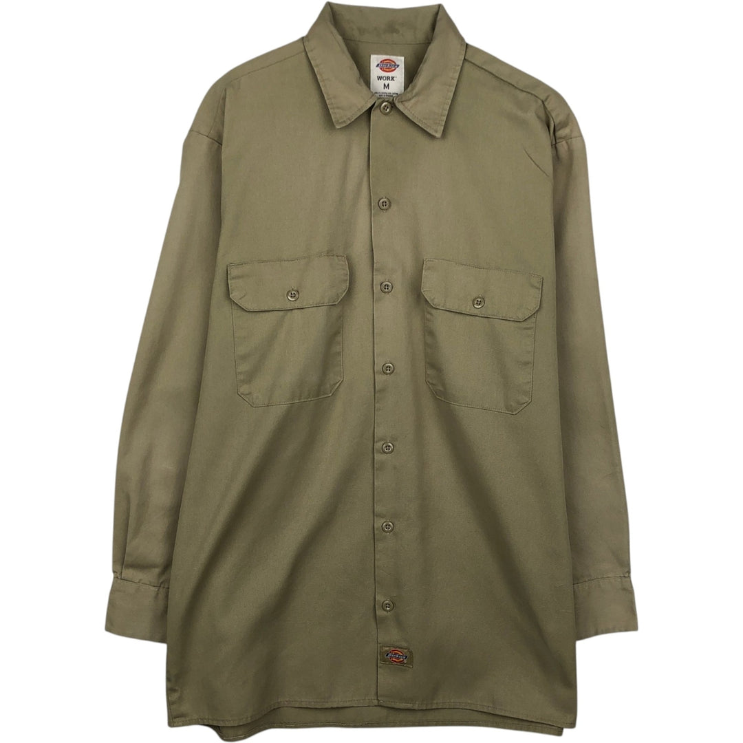 Dickies Long-Sleeve Work Shirt, Boxy Fit, Men's Size M polyester Beige type Vintage Second Hand