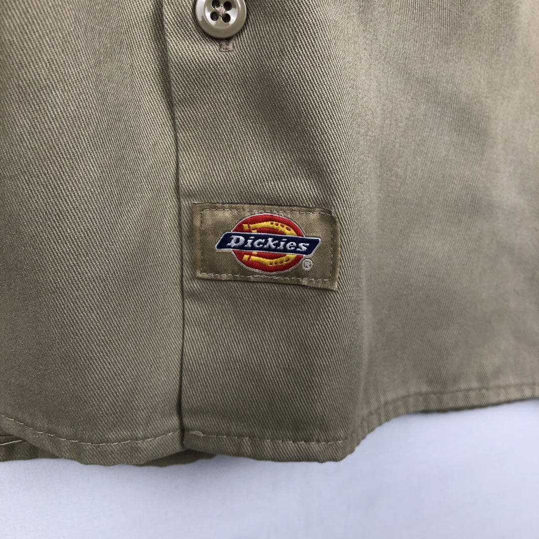 Dickies Long-Sleeve Work Shirt, Boxy Fit, Men's Size M polyester Beige type Vintage Second Hand