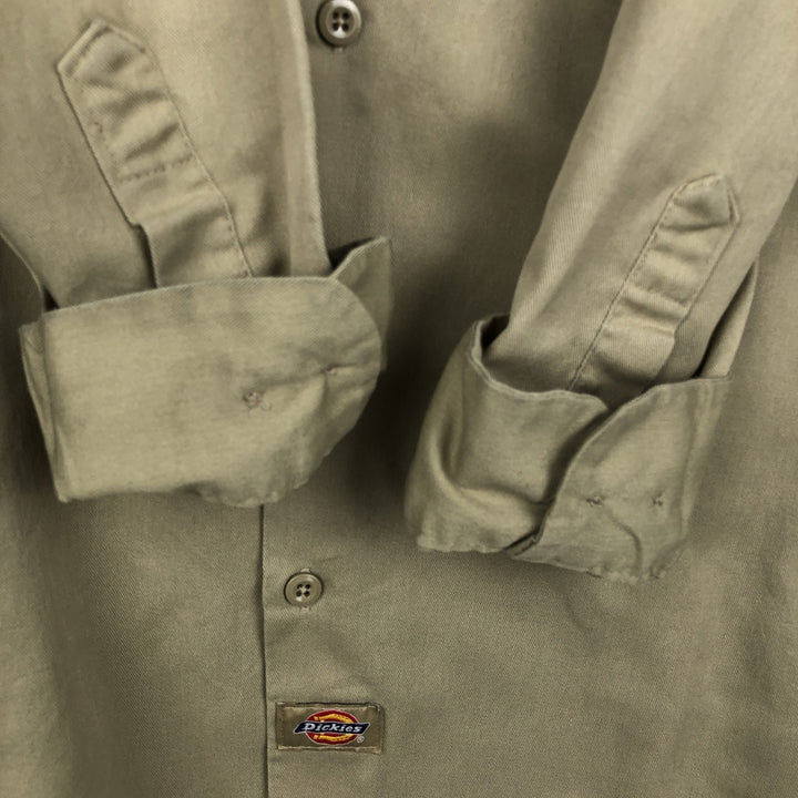 Dickies Long-Sleeve Work Shirt, Boxy Fit, Men's Size M polyester Beige type Vintage Second Hand