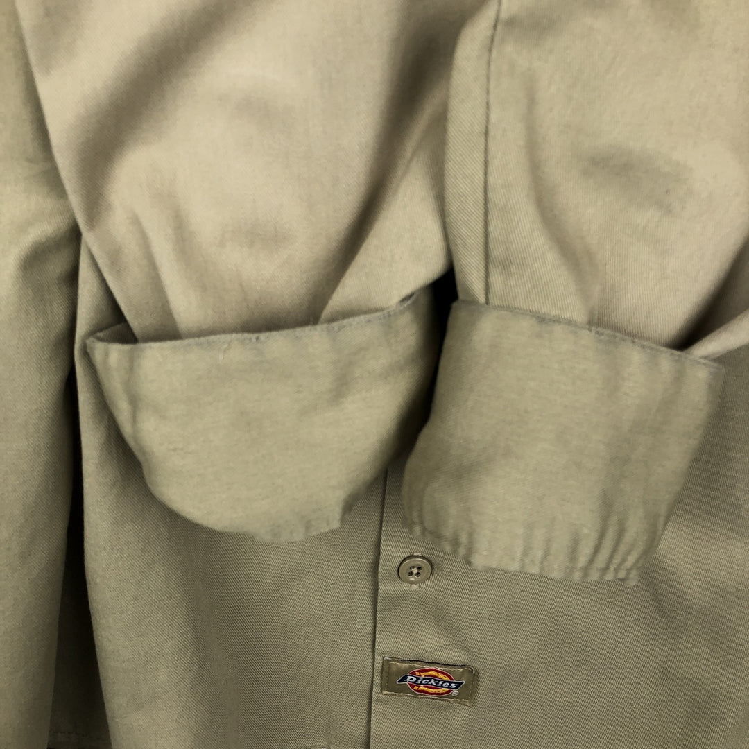 Dickies Long-Sleeve Work Shirt, Boxy Fit, Men's Size M polyester Beige type Vintage Second Hand