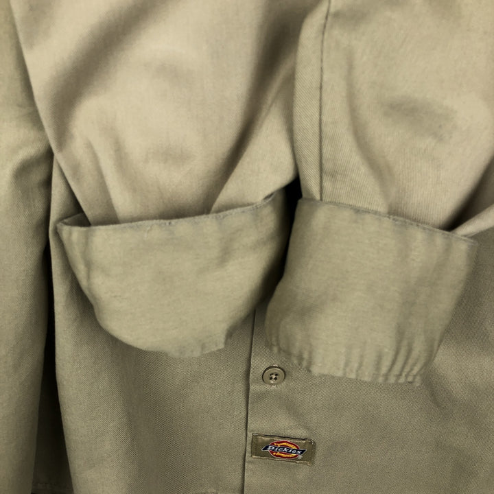 Dickies Long-Sleeve Work Shirt, Boxy Fit, Men's Size M polyester Beige type Vintage Second Hand