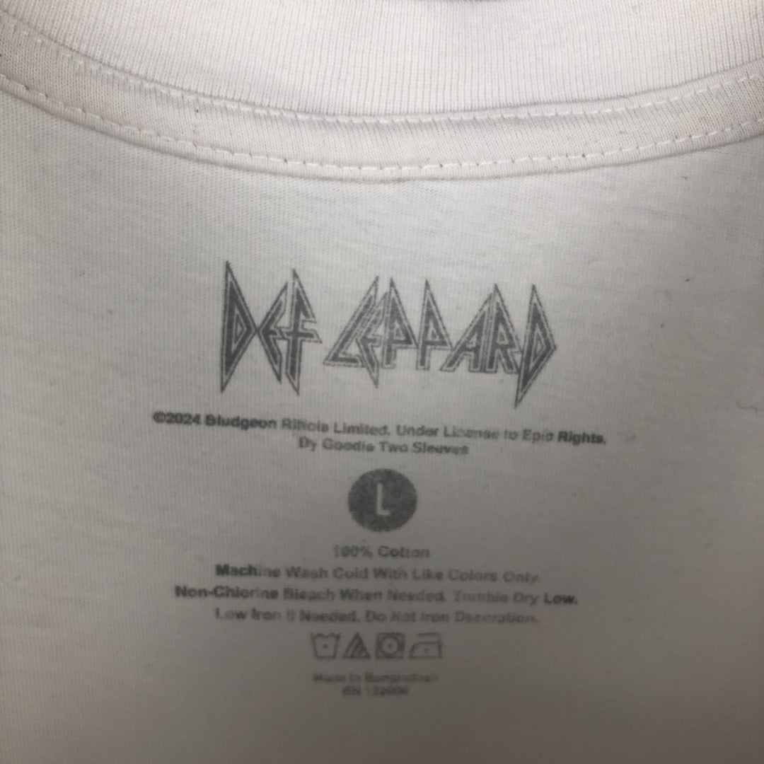 DEF LEPPARD Def Leppard Leopard Pattern Leopard Pattern Band T-shirt Band T Men's L size cotton white type Vintage Second Hand