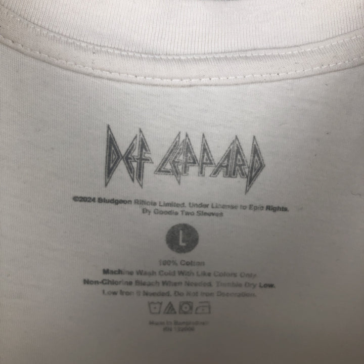 DEF LEPPARD Def Leppard Leopard Pattern Leopard Pattern Band T-shirt Band T Men's L size cotton white type Vintage Second Hand