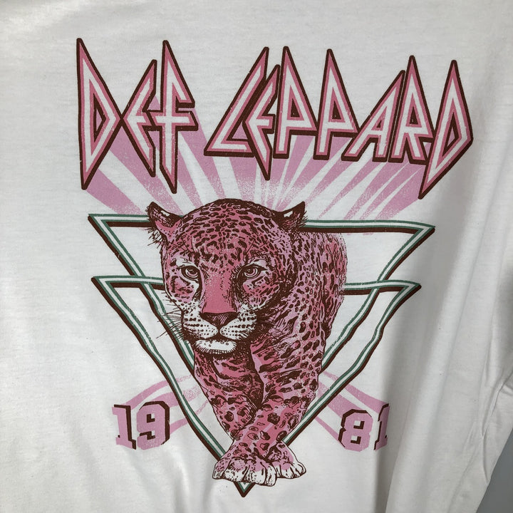 DEF LEPPARD Def Leppard Leopard Pattern Leopard Pattern Band T-shirt Band T Men's L size cotton white type Vintage Second Hand