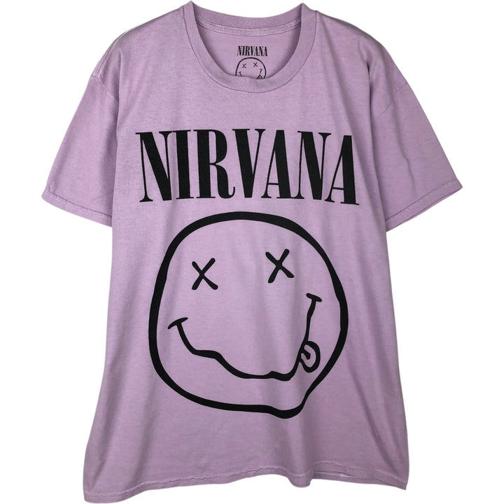 NIRVANA Nirvana Band T-shirt, Band T, Men's L size cotton purple type Vintage Second Hand