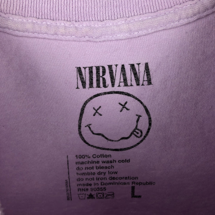 NIRVANA Nirvana Band T-shirt, Band T, Men's L size cotton purple type Vintage Second Hand