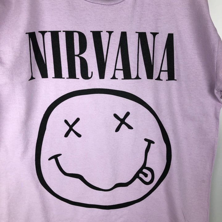 NIRVANA Nirvana Band T-shirt, Band T, Men's L size cotton purple type Vintage Second Hand