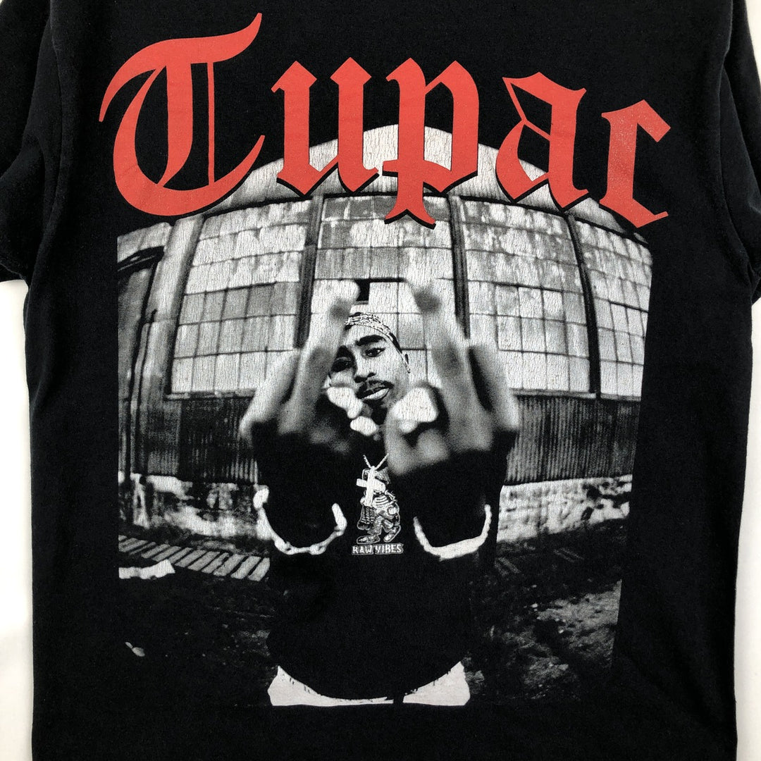 2pac rap t-shirt, men's size M cotton black type Vintage Second Hand