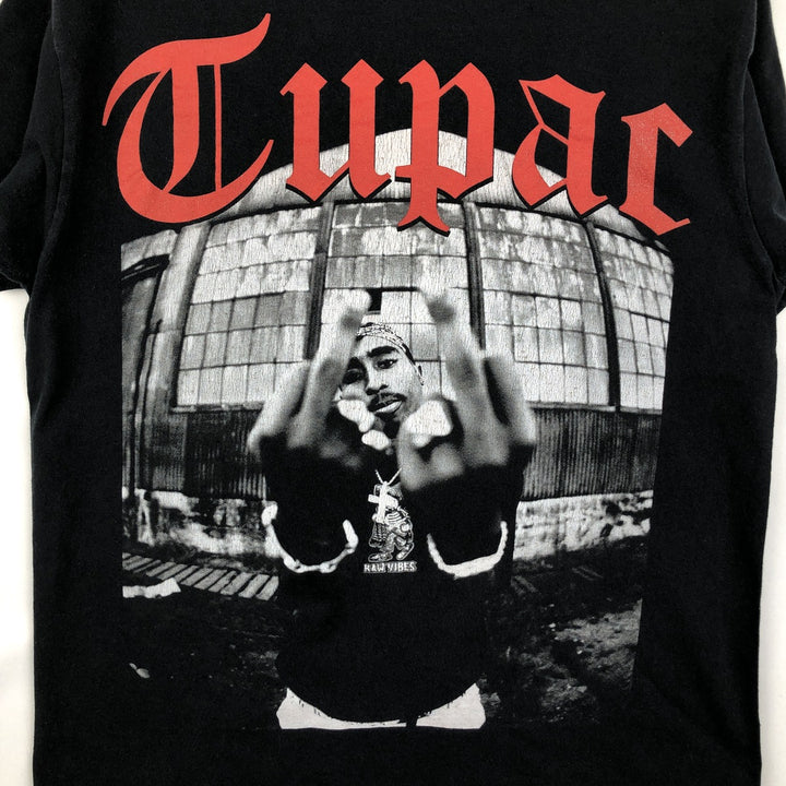 2pac rap t-shirt, men's size M cotton black type Vintage Second Hand
