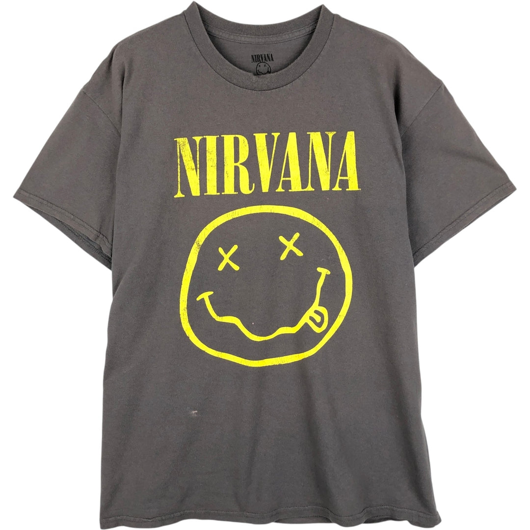 NIRVANA Nirvana Band T-shirt, Band T, Men's L size cotton Khaki type Vintage Second Hand